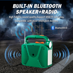 ソーラーハンドクランクラクラジオ76.8Wh MP3プレーヤーTFカードUSBポート12V DC出力屋外キャンプ用緊急照明電源 - Product Image 2