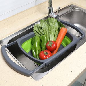 水槽上的漏勺过滤器蔬菜水果漏勺过滤器，带厨房可延伸手柄 - Product Image 3