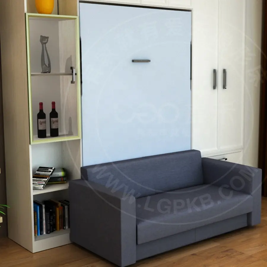 Lit routeur vertical de grande taille king, avec canapé de luxe, lit pliable, avec étagère, ensemble de meubles de chambre intelligent et transformation