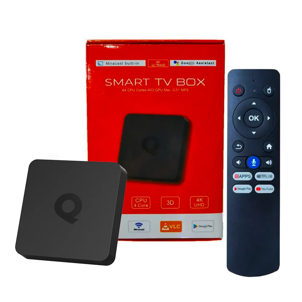 Fourniture d'usine Nouveau Android Smart ATV TV Box Q1 4K Télécommande Vocale 2GB 16GB Assistant Vocal Streaming Tv Box