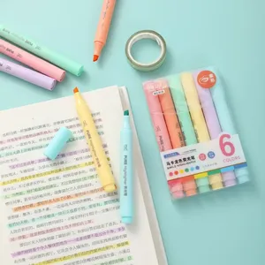 马卡龙彩色笔创意三角杆学生软头绘制记号笔荧光笔 - Product Image 4