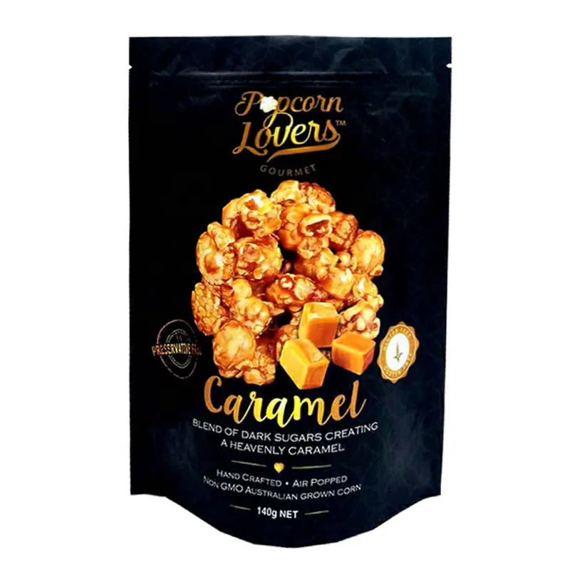 China Aangepaste Plastic Snack Voedsel Verpakking Voor Caramel Popcorn