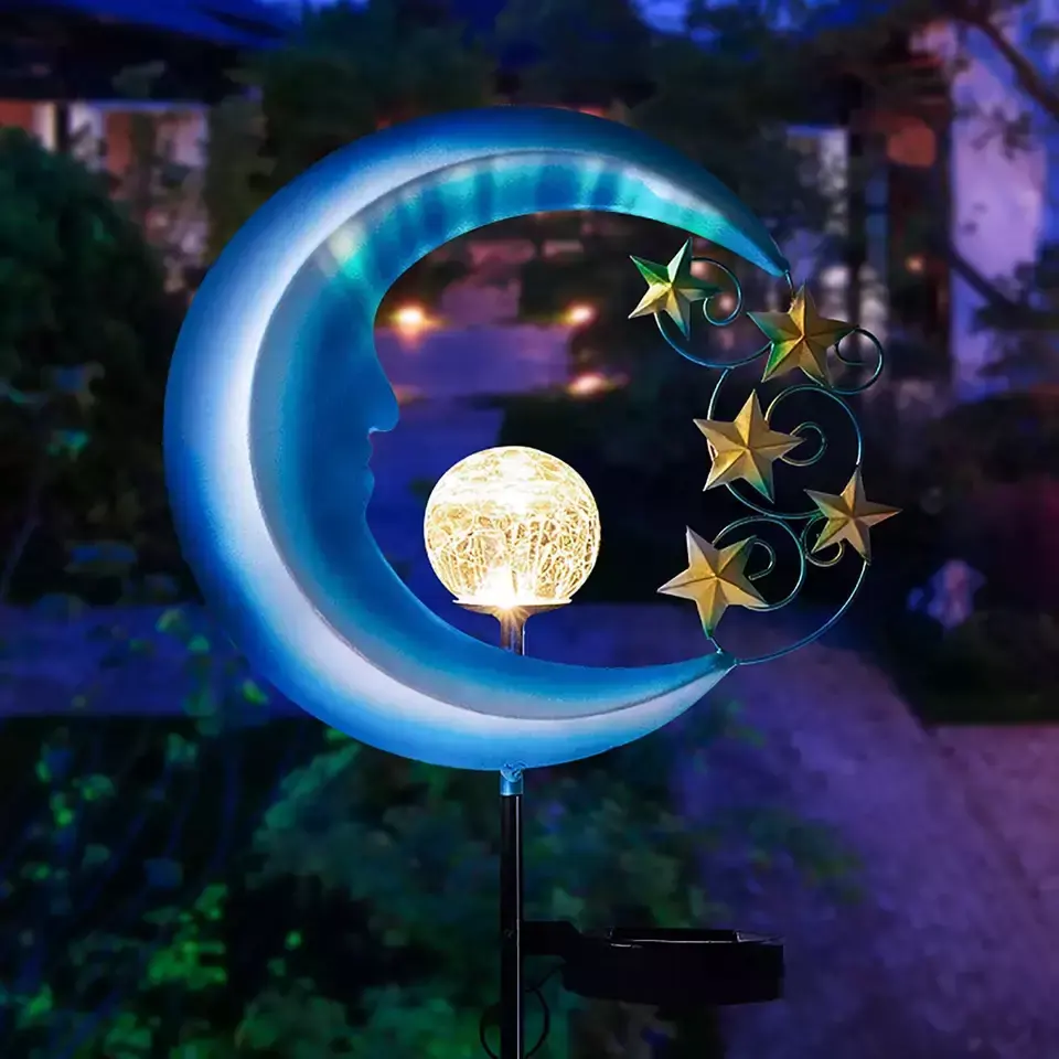Lampu Taman Tenaga Surya Luar Ruangan Dekoratif Cahaya Bulan