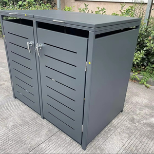 商用室外垃圾容器金属垃圾桶带卷盖垃圾桶带盖子垃圾隔离箱 - Product Image 3