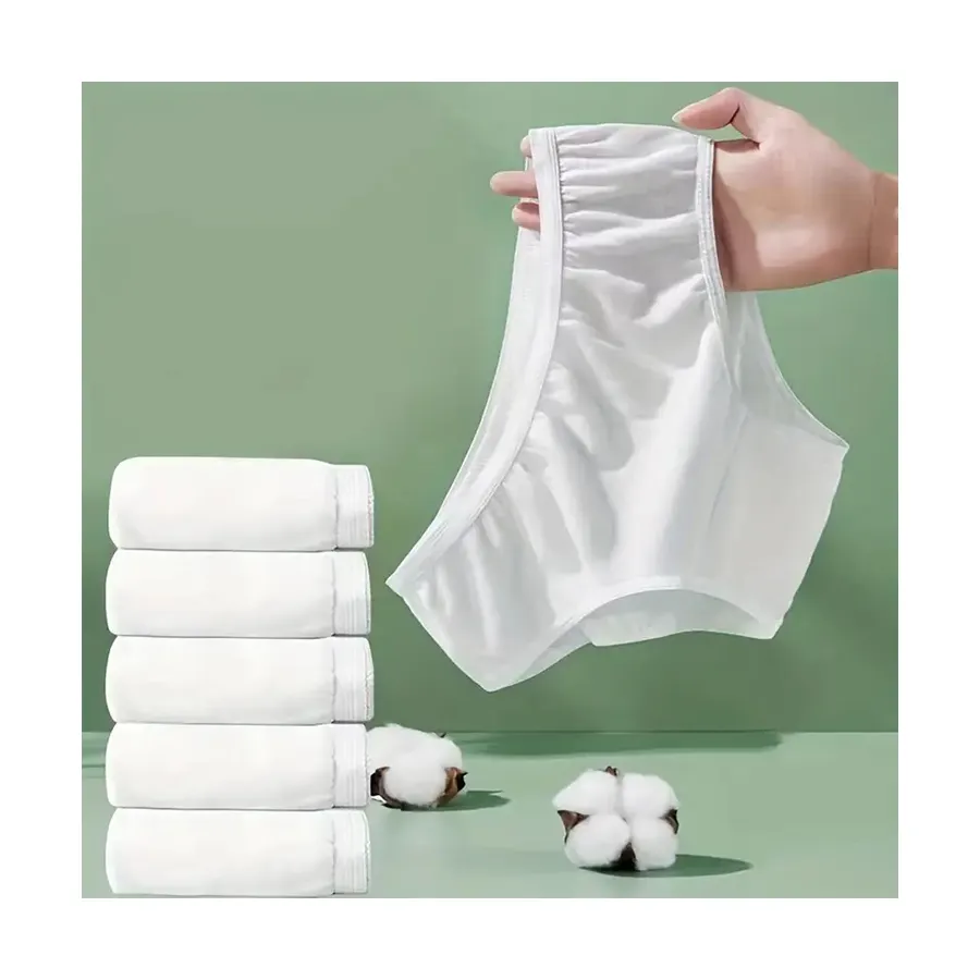 Venta al por mayor personalizada período menstrual Sauna Hotel Toss sin lavado de gran tamaño cintura plana ropa interior desechable bragas