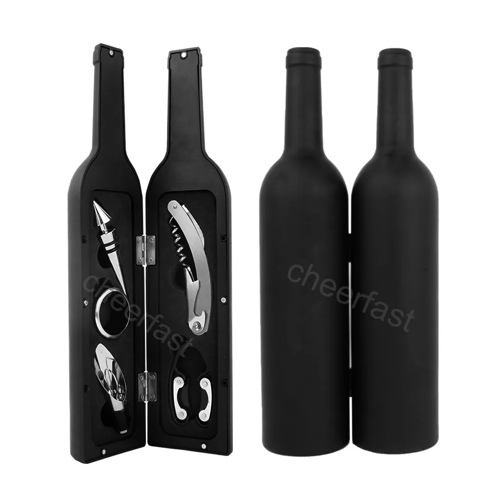 Juego de Sacacorchos de acero inoxidable para vino, Kit de accesorios de regalo para botellas de vino, con 5 Accesorios