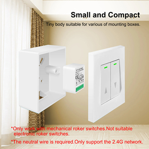 RF PST-C02なしの100-240V AC 2.4GHz Wifi TuyaスマートアプリWiFi2CHミニウォールカーテンスイッチモジュール - Product Image 3