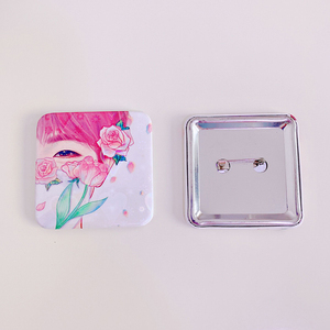 Custom Name Tag <strong>Badge</strong> Holographic Metal Pin <strong>Badges</strong> Square Tin Button <strong>Badge</strong> with Safety Pins