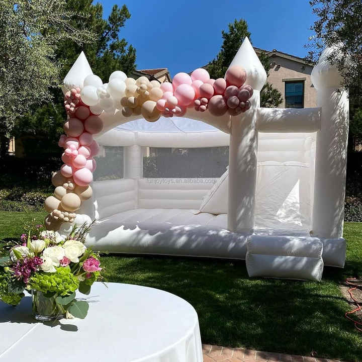 15x14x10ft Géant Blanc Jumper Château Gonflable Décorations De Mariage Maison De Rebond Blanc avec Toboggan pour Enfants Fête De Mariage Famille