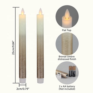 HomeデコレBronzeオンブル仕上げバッテリ駆動移動する炎<span class=keywords><strong>LED</strong></span>キャンドルテーパー