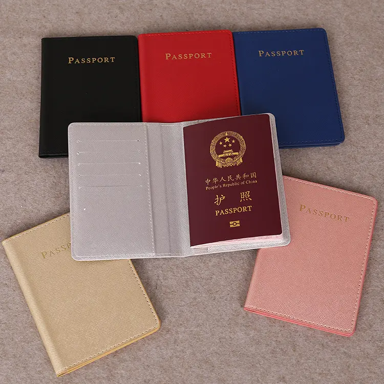 Funda de pasaporte de PU con bloqueo para hombre y mujer, funda organizadora de documentos y billetera para tarjetas de viaje