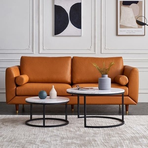 Modern Living Room <strong>Table</strong> Basse <strong>Set</strong> of 2 Nordic Luxury White Round Wooden <strong>MDF</strong> Kd Gold Metal Frame Nested Center Tea Coffee <strong>Table</strong> - Product Image 6