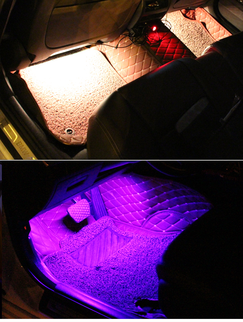 Backlight Music Control App RGB Auto Interior Decorative Atmosphere Light Led Car Foot Ambient Light Neon Mood Lighting With USB