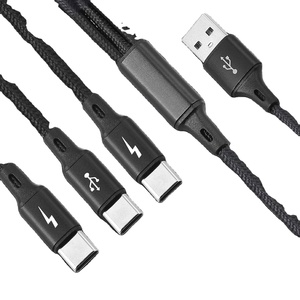 ケーブル4FT3in1マルチUSBC-3タイプC充電3AスプリッターナイロンコードiPhoneと互換性があります - Product Image 1