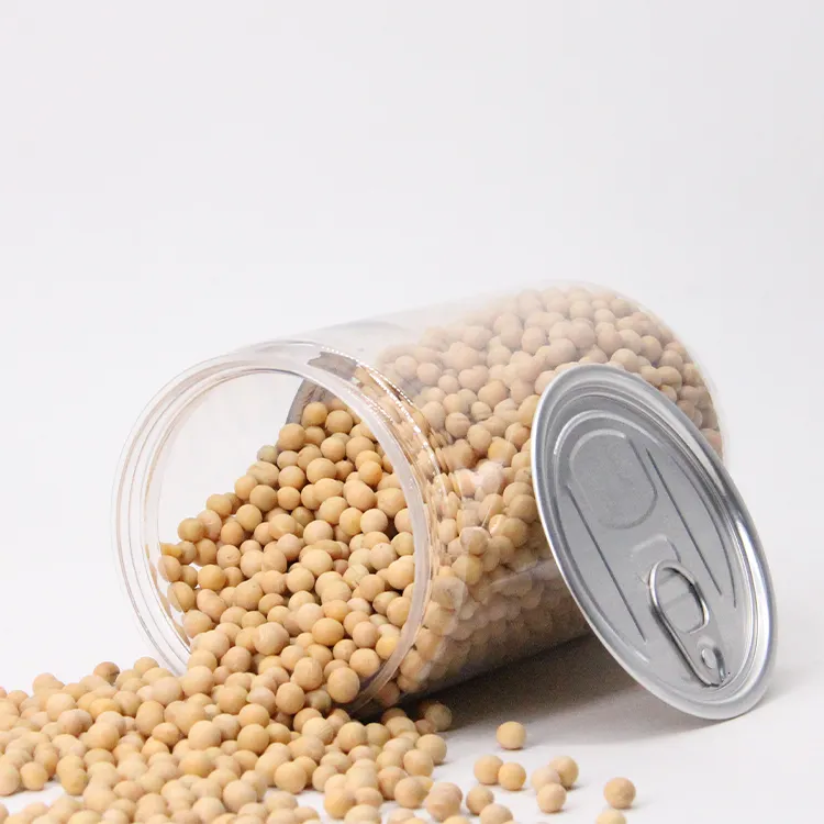 Transparent Food Grade PET Canister Plastic Can With Easy Open Pop Top Lid