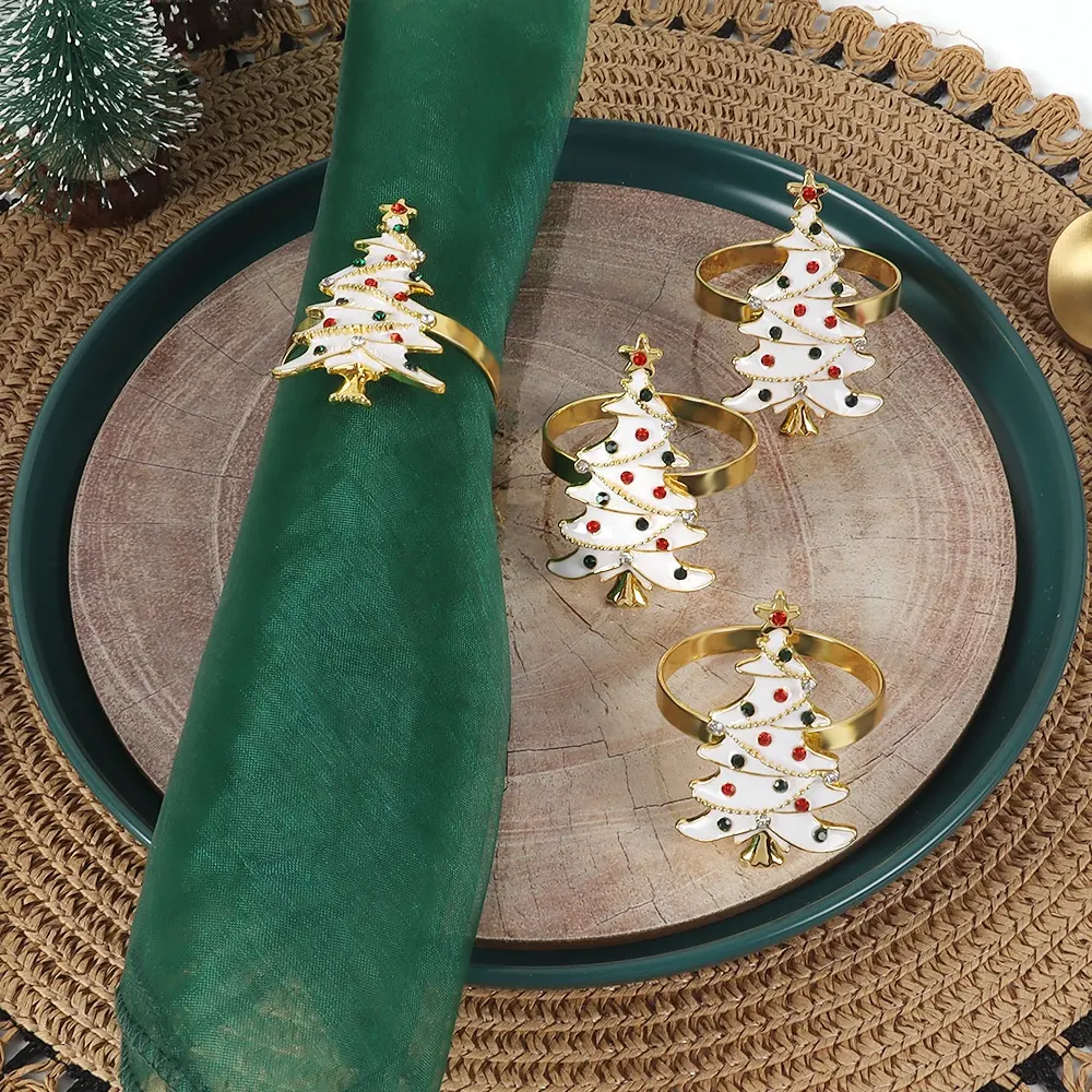 도매 클래식 골드 컬러 테이블 장식 재사용 가능한 금속 크리스마스 파티 웨딩 냅킨 링 냅킨 걸쇠