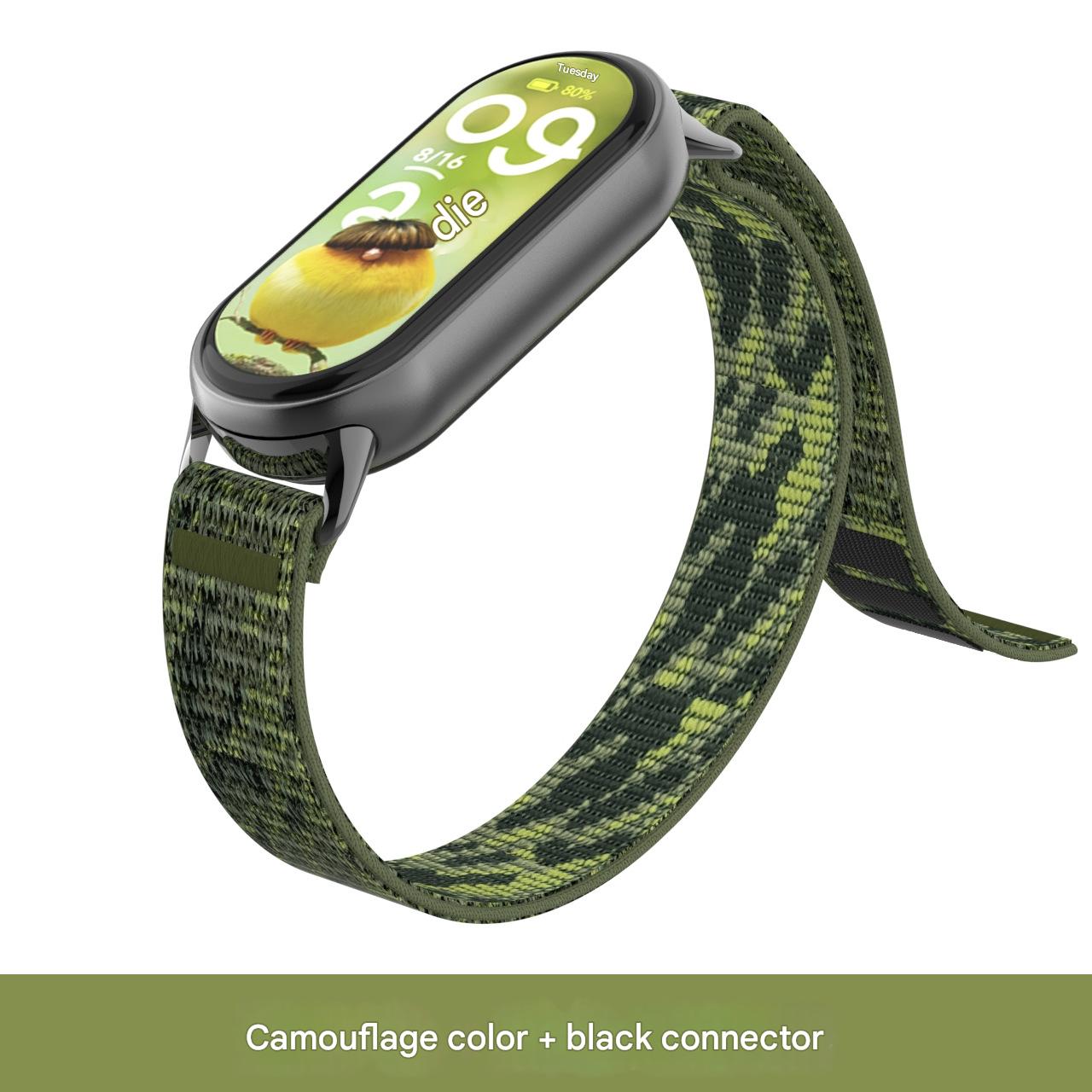 bracelet de montre camouflage + connecteur noir