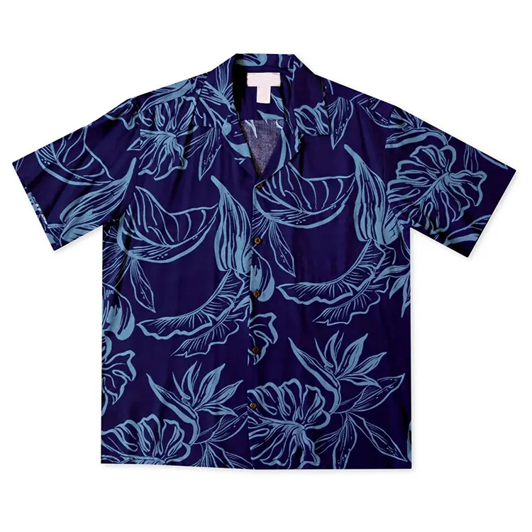 100% algodón hecho a mano vacaciones camisa hawaiana hombres vacaciones playa camisa Simple