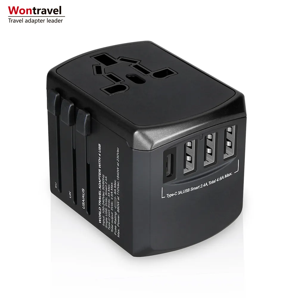 Wontravel Extensão Cabo USB 1840W Wall Power Travel Adapter Multi Plug Universal Travel Adapter