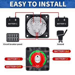 Universal 12V-48V <strong>Battery</strong> <strong>Isolator</strong> <strong>Switch</strong> Heavy Duty 1-2-Both-Off Disconnect Power Selector <strong>Switch</strong> For Automotive Boat RV Truck