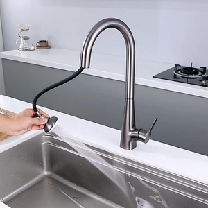 304 thép không gỉ nóng và lạnh Vòi bếp súng màu Xám xoay tối giản Pull-out bồn rửa nhà bếp Vòi tap - Product Image 4