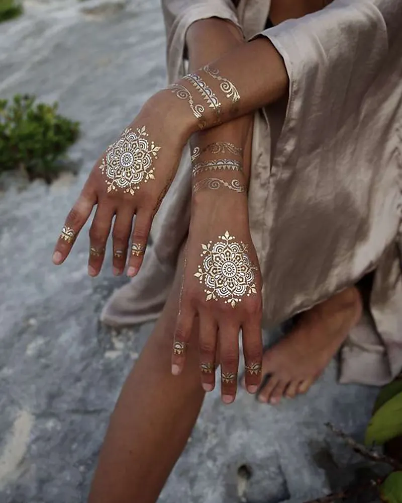 OEM hennè musulmano bianco marrone nero mano dita piedi matrimonio mehndi adesivo tatuaggio usa e getta