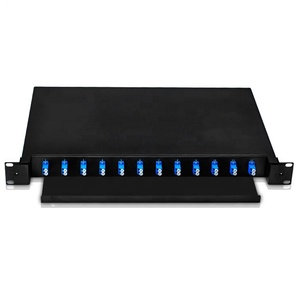 Rackติดตั้งลิ้นชักสไตล์LC UPC APC 12 พอร์ต 24 Core Duplexเลื่อนไฟเบอร์ออปติกPatch Panel