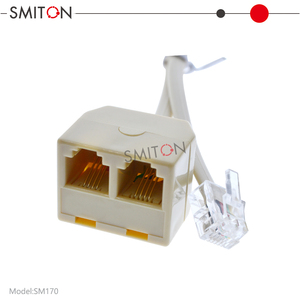 RJ11 6P4C 1 <span class=keywords><strong>Jack</strong></span> 2 kadın RJ11 telefon telefon kablosu hattı Y Splitter uzatma kablosu adaptörü konektörü