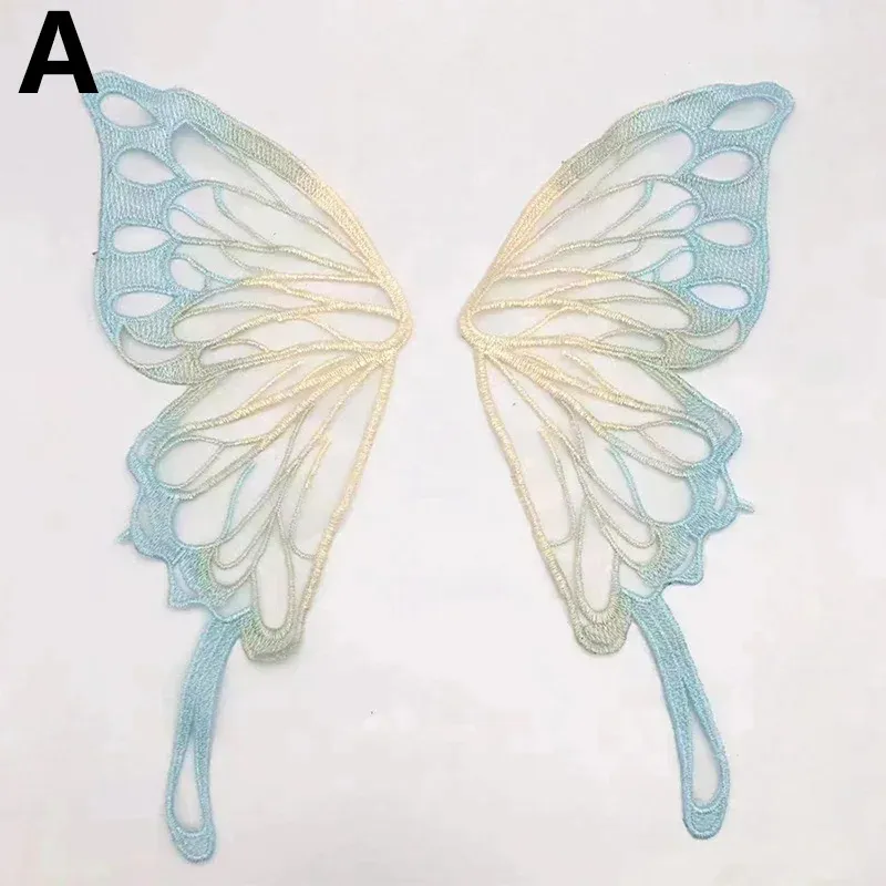 1 paio di applicazioni a farfalla ricamate con colletto in pizzo toppa da stiro con aletta a farfalla