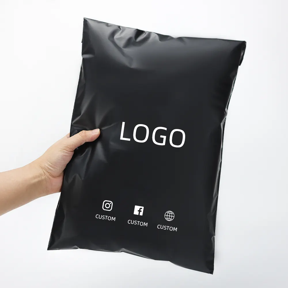 custom poly mailer waterproof matte black courier bag shipping bags packing bag for hoodies