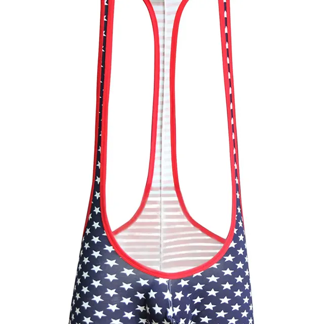 New arrival American flag design men sexy underwear stripe stars print pattern jumpsuit suspender jockstrap soft comfy underwear