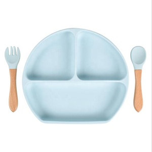 BPAフリー年齢-幼児用食器セットソフト環境にやさしいシリコン食品グレードの赤ちゃん給餌ディバイダーサクションプレート子供