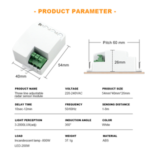 High sensitivity AC220V 5.8GHz Mini <strong>Built</strong>-<strong>in</strong> 360 Degree Induction Light Switch Microwave Radar <strong>Sensor</strong> <strong>Motion</strong> <strong>Sensor</strong> <strong>Module</strong> - Product Image 2