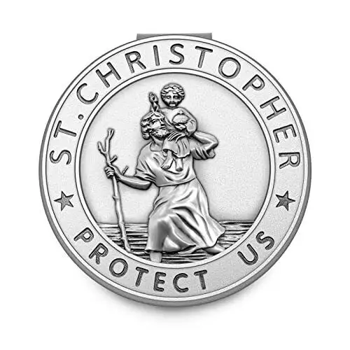 Medalla redonda personalizada de San Cristóbal con acero inoxidable para la religión