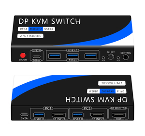 Justlink 8K60Hz DP KVM交换机HDMI2.1 2合1金属USB3.0切换器桌面控制4K 144Hz HDMI切换器音频视频附件