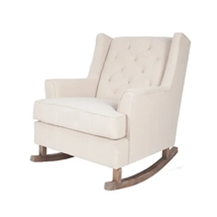 Home Light beige fabric classic wood modern cushions rocking chair mecedora rocking chair nursery