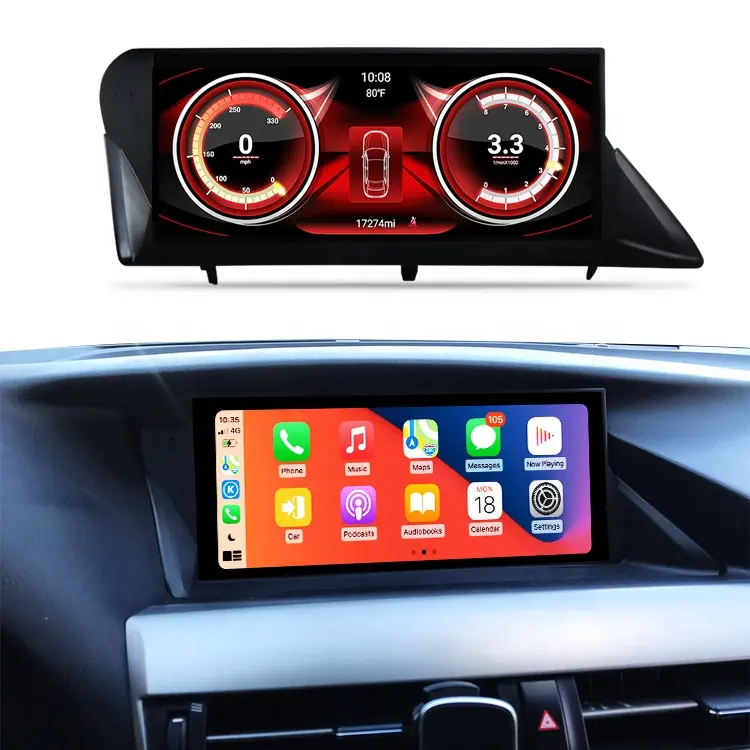 YZG Radio Multimedia Layar Sentuh, Pemutar DVD Carplay Android 10.25 10.0 Layar Sentuh 270 Inci 8 Core untuk Lexus RX 350 2010 F Olahraga 2009 2015