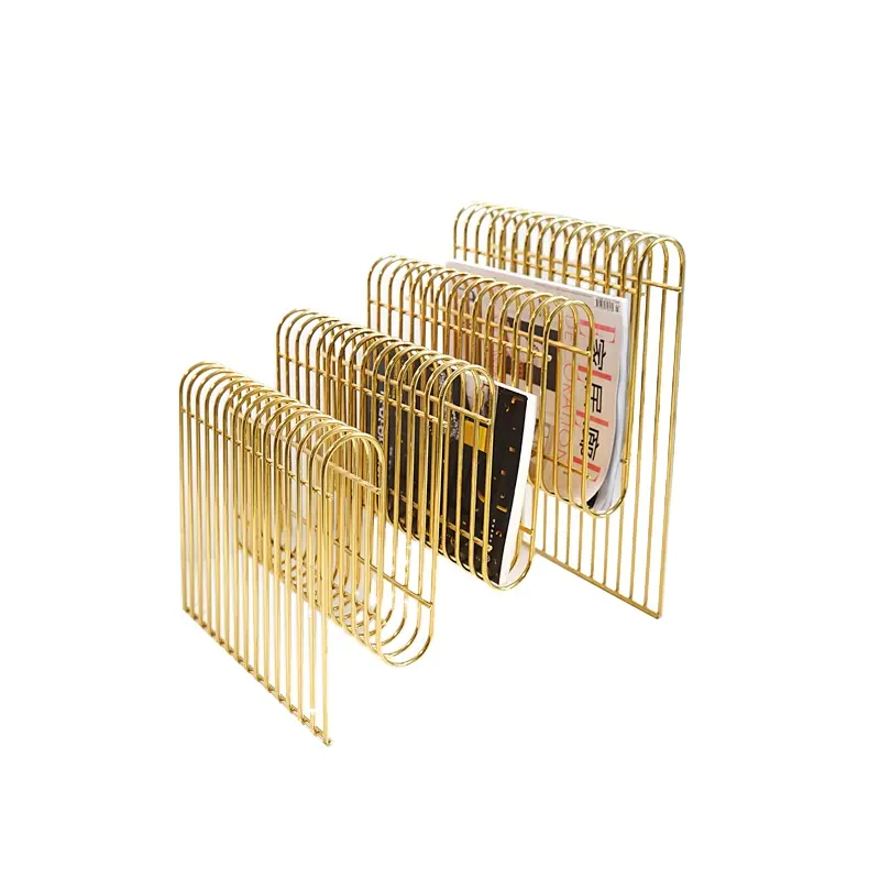 Metal popular da cor do ouro prata luxo aço wire Magazine rack