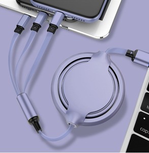 CHARGED4LIFEクリスマスギフト1.2mUSBデータコードマルチヘッドデータライン3IN1伸縮式格納式USB充電充電器ケーブル - Product Image 5
