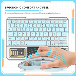 2025 nuevo estilo inalámbrico transparente teclado ratón Combo retroiluminación Color RGB con teclado táctil para iPad Android Tablet PC - Product Image 2