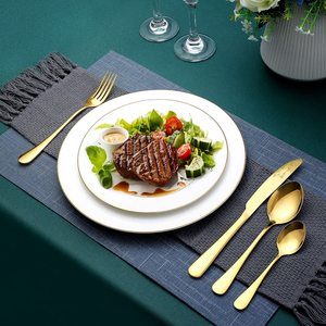 畅销不锈钢镀金银器盒勺子和叉套圣诞餐具24件套金餐具套装