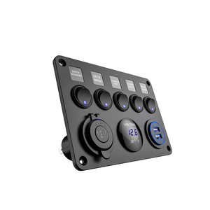 Factory Price Dual USB Socket Charger <strong>2</strong>.1A&amp;<strong>2</strong>.1A + LED Voltmeter + 12V Power Outlet + 5 Gang ON-OFF Toggle Switch Panel - Product Image 4