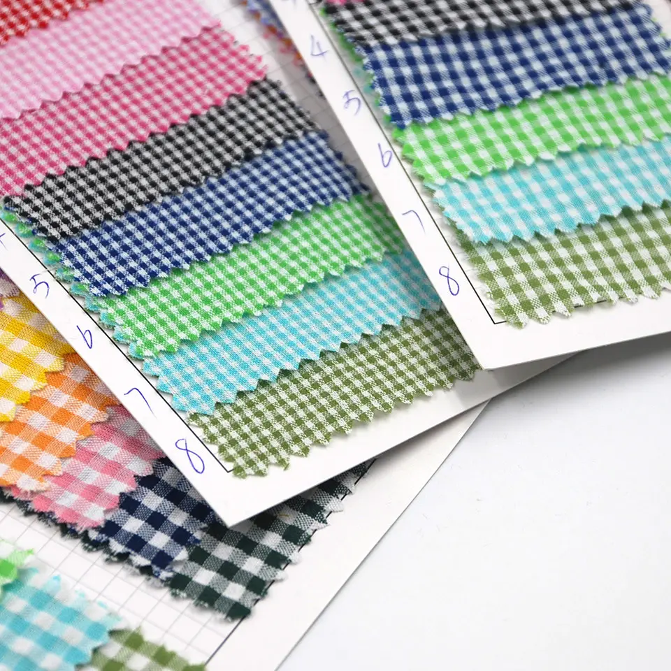 Tissu élastique en coton polyester et à carreaux, haute qualité, vente en gros, tissu de couleur douce et légère