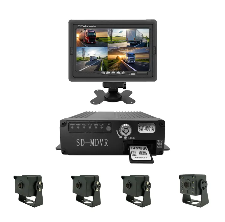 Professionele Mobiele Dvr Kit Auto Monitoring Systeem 4 Kanaals Dvr Voertuig Truck Camera