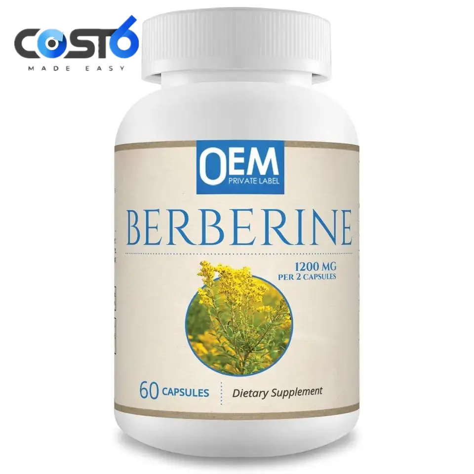 Cápsulas Premium exclusivas de berberina Suporte Imunológico Berberina HCL Suplemento Vegan Suporte Imunológico Gomas com berberina