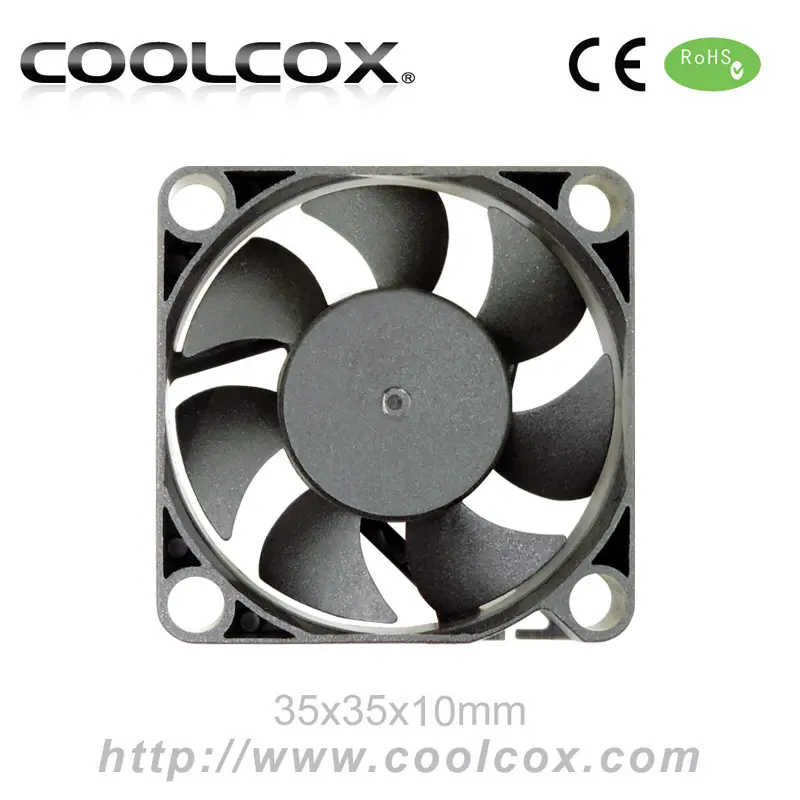 CoolCox 35x35x10mm Dc Fan 3510 DC 5V Or 12V Or 24V Air Cooler Fan Sleeve Bearing Hydraulic Bearing 2-Ball Bearing