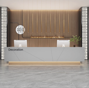 现代风格独特设计定制办公接待柜台实心表面柜台接待台 - Product Image 3