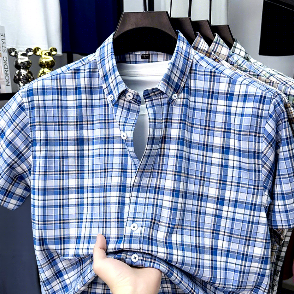Blue Brown Window Pane Plaid