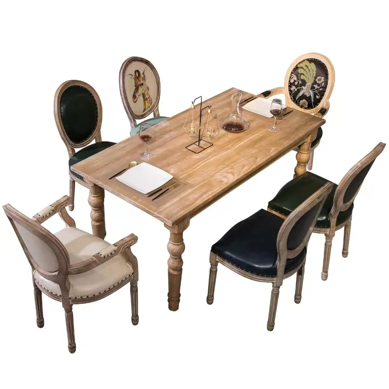 Chaise de salle à manger en bois massif sculpté, rétro américain, ancien haut de gamme, lumière de luxe, salon, salle à manger