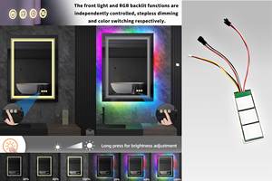 RGB DC 12V 5A 60W Desempañador Pad Espejo Led Módulo de sensor táctil Atenuación continua Interruptor de control de tres botones - Product Image 5